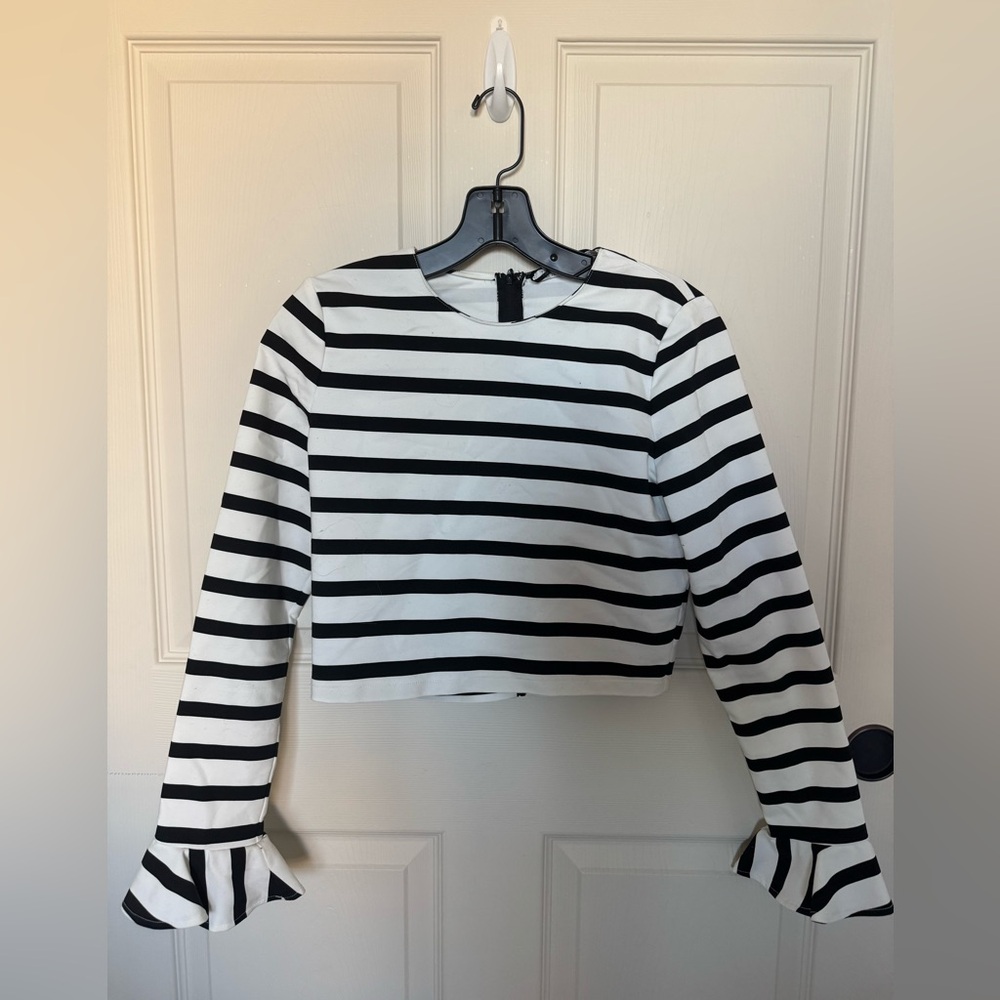 Black and White Striped Women's Top